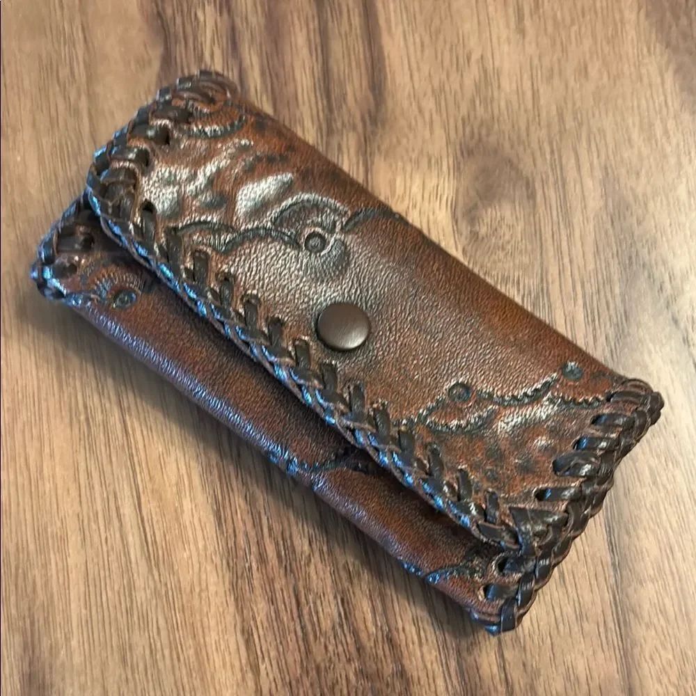 Vintage Hand Tooled Key Chain Holder Whip Stitched